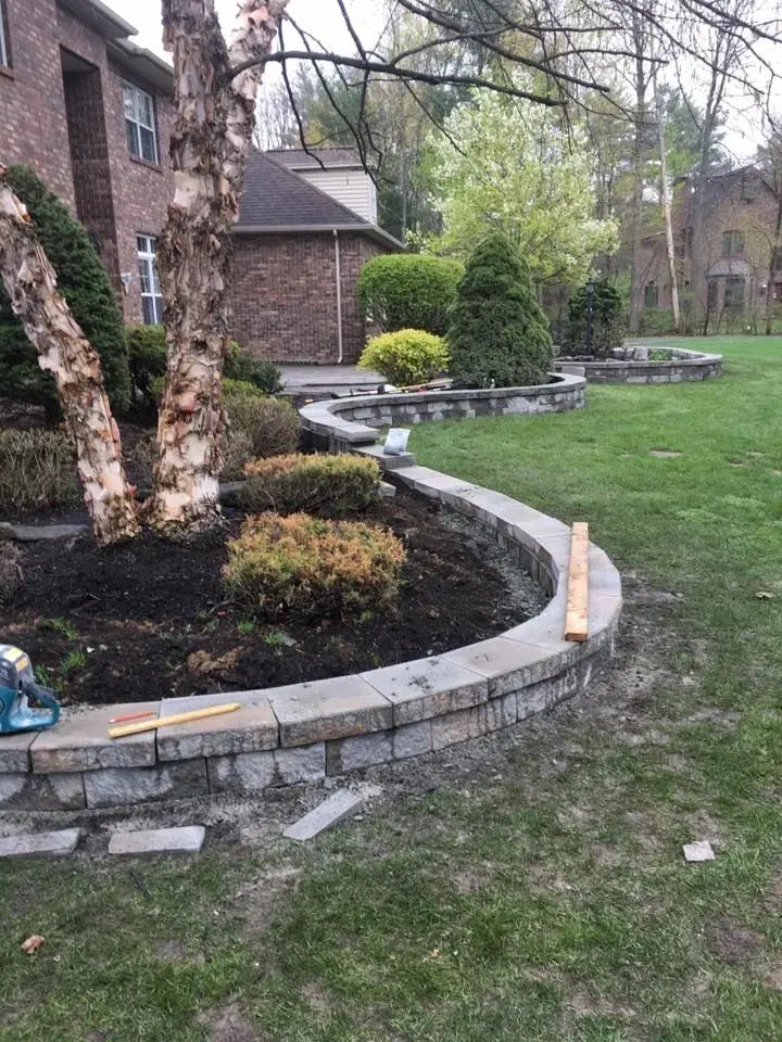 Brick house with landscaped garden