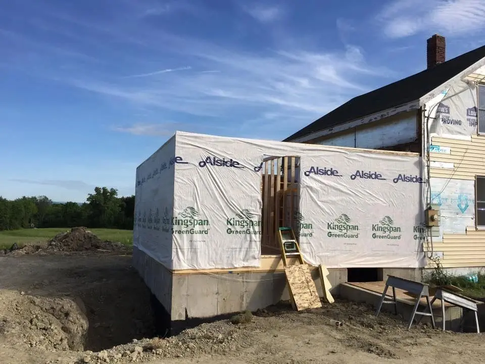 Building project with wrapped exterior