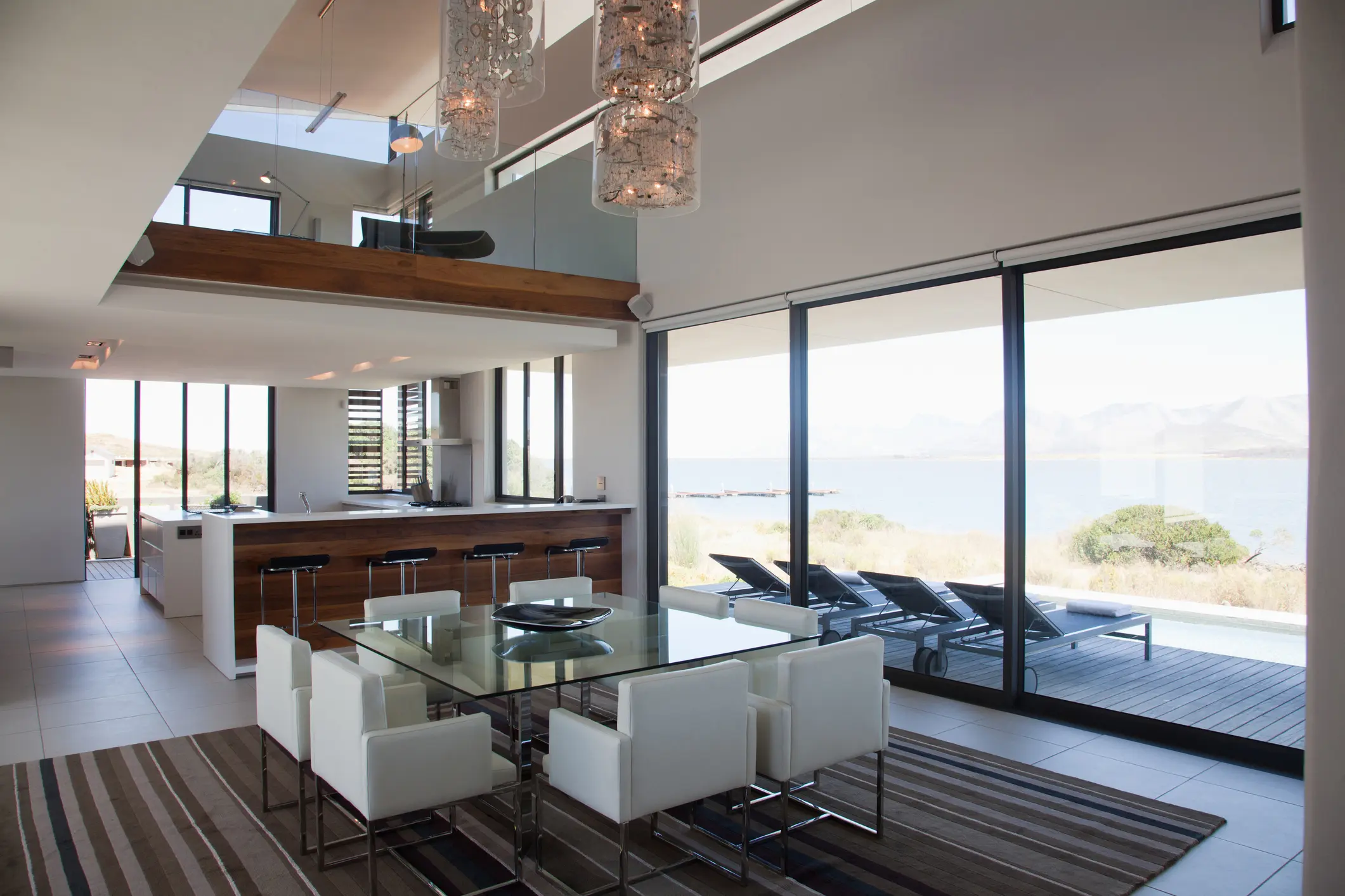 Dining room and open floor plan in modern house